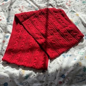 Red cable knit infinity scarf